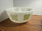 FIRE KING DUTCH CLOVER 8" BOWL Anchor Hocking Milk Glass Green Vintage MCM