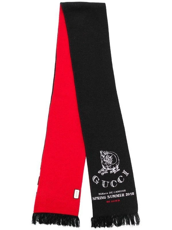 Gucci écharpe châle jacquard laine franges noir 100% laine Made in Italy