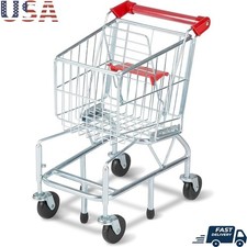 Kids Shopping Cart Toy Role Play Sturdy Metal Frame Pretend Grocery Fun New