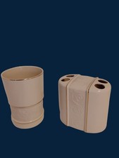 Vintage Croscill Sorrento Porcelain Toothbrush Holder And Cup