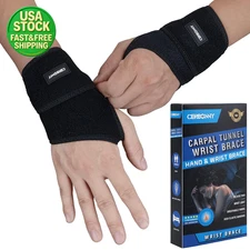 2Pack Carpal Tunnel Wrist Brace Adjustable Support for Pain Relief Arthritis