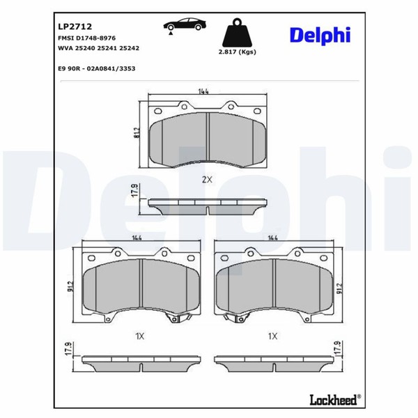 Bremsbelagsatz Scheibenbremse Delphi LP2712 FüR Nissan Patrol 6 Y62-image