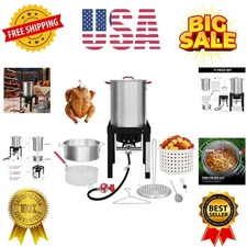 Propane 30 Qt. Turkey and 10 Qt. Fish Fryer Boiler Steamer Set, 50,000 BTU Bu...