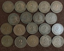 Germany 2 Pfennigs 1910-16 - nineteen different - fully listed