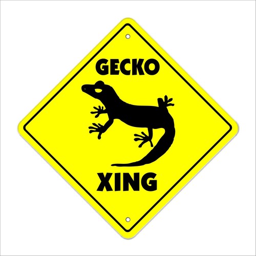 Gecko Crossing Sign Zone Xing | Indoor/Outdoor | 17" Tall Lizard cage Heat Ro...