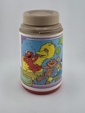Vtg Sesame Street Aladdin Lunchbox Thermos With NO CUP Beach Scene Volleyball