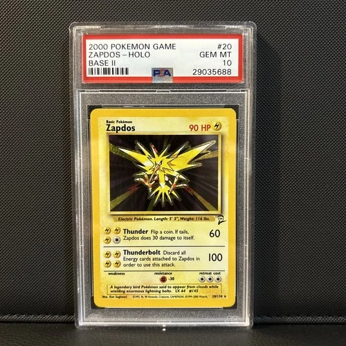 2000 Pokémon Zapdos Base Set 2 Holo 20/130 PSA 10