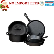 Lodge Pre-Seasoned Cast Iron 5 Piece Set, Black