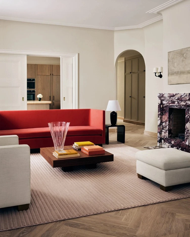 Alfombra de lana acolchada a mano 9 x 12 pies - diseño de nudos nórdicos, alfombra rosa claro 8 x 10 Foto 2 de 4