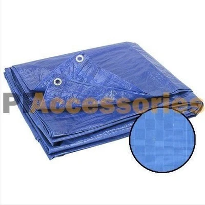 5' x 7' FT All Weather Water Resistant Reinforced Cover Blue Tarp Grommet 5x7'