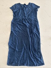 Pure J Jill Indigo Maxi Dress Blue Cotton Womens Size Large Short Sleeve Pockets