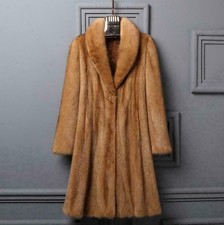 Real Mink Fur Long Thick Winter Ladies Coat Lapel Jacket Warm Parka Size M-4XL#A