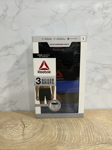 Reebok Performance Featherweight Boxer Briefs 9" 3 Pack Size Large New