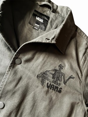VANS Men's Harrington jacket Jacket Snap Front Embroidered Logo Pockets Gray M