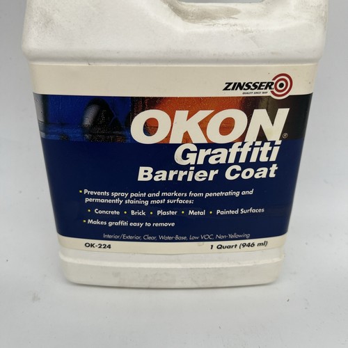 Okon Zinsser Graffiti Barrier Coat 1 Quart OK224 Resistant Coating - Picture 3 of 7