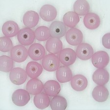 Glass Beads Pink Translucent Round 8mm. Pack of 30. Made in India.