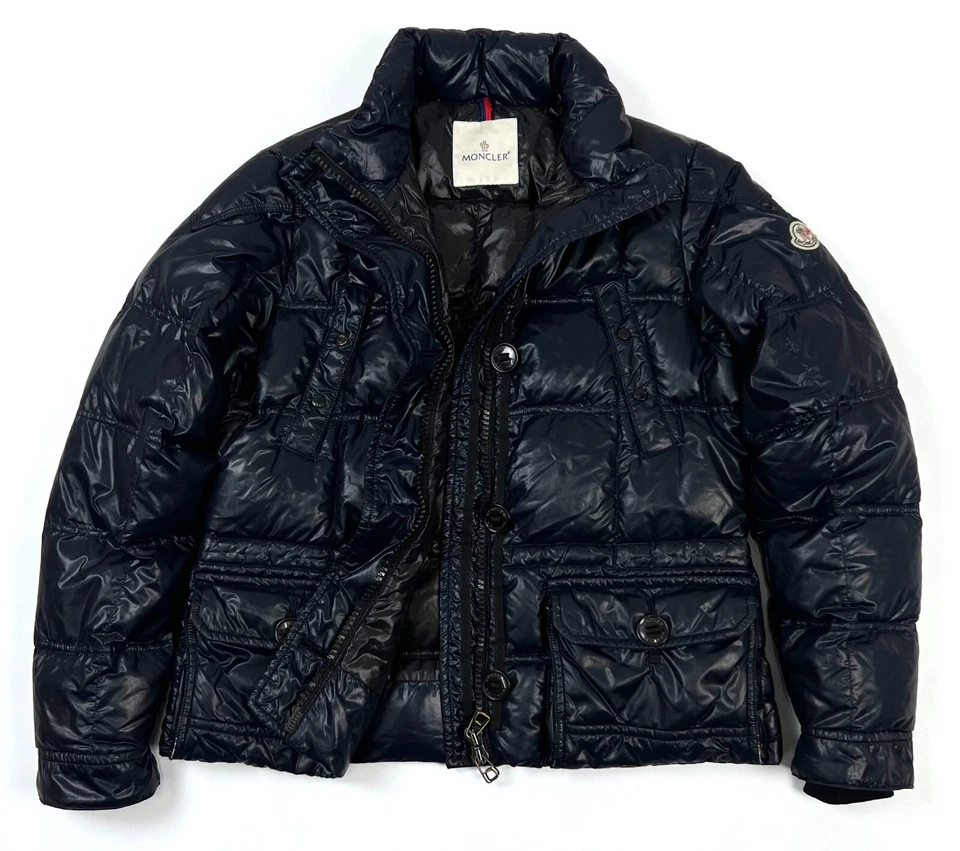 Auténtica chaqueta de bombardero informal acolchada azul MONCLER TRIANON de colección para mujer - M/L Foto 3 de 4