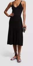NWT Alexis MIDI Dress Women Black Sensi Knit V-Neck A-Line M 320 Eyelet