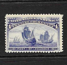 US Scott #233 MNH OG, 4-cent ultramarine, Columbian Exposition, F/VF, nice stamp
