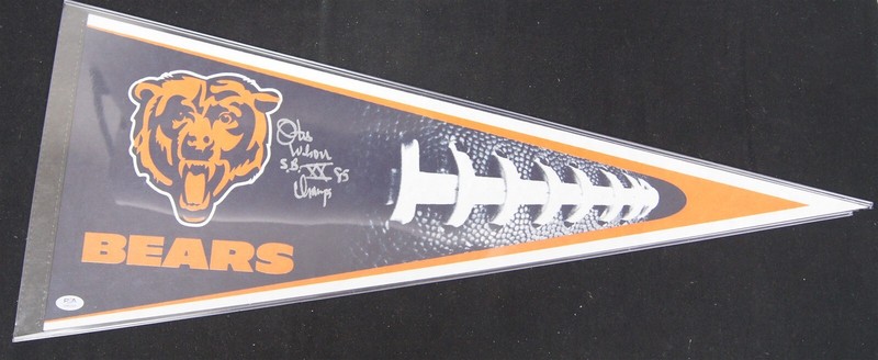 OTIS WILSON Signed Chicago Bears Pennant "S.B. XX 85 Champs" PSA/DNA BEARS AUTO