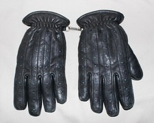 Vintage Ladies Winter Gloves Black Leather Foam Lined Small Japan