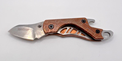 Kershaw Copper CINDER Hinderer Design Pocket Knife Keychain Bottle Opener