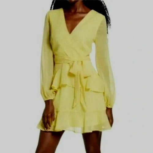 LEITH Long Sleeve Wrap Front Minidress 
