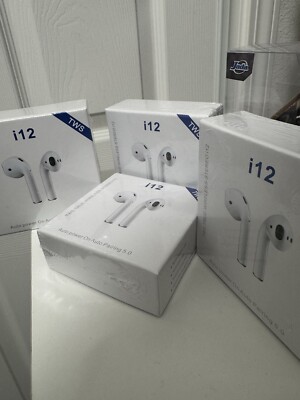 TWS Stereo i12 True-Wireless Earphone White Bluetooth Auto Pair w/ Charging Case