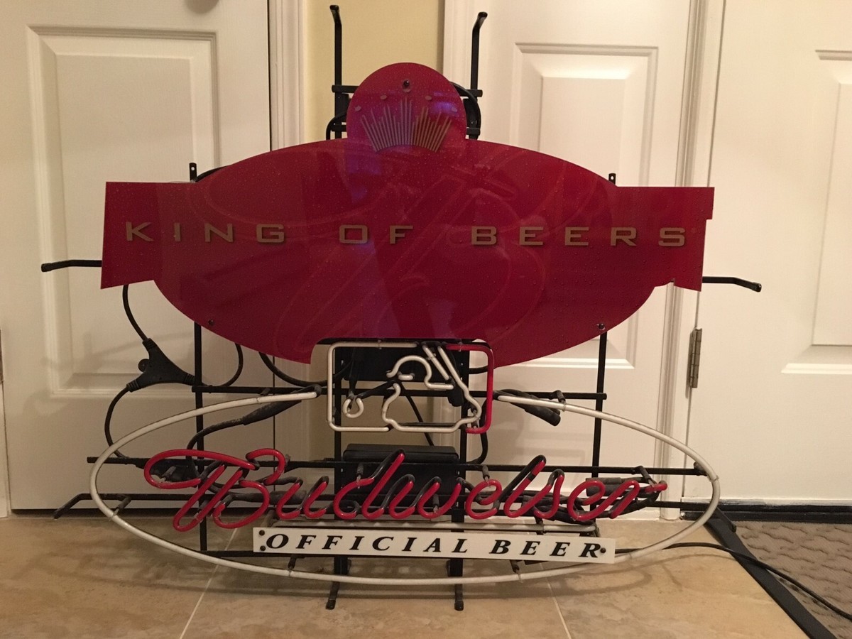 BUDWEISER BEER MLB BASEBALL SIGN NEON LIGHT BAR GAME ROOM PUB MAN 