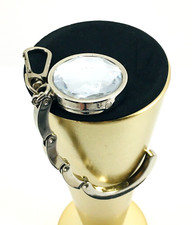 Key Chain Purse Handbag Hanger Table Security Clear Faceted Rhinestone Vintage