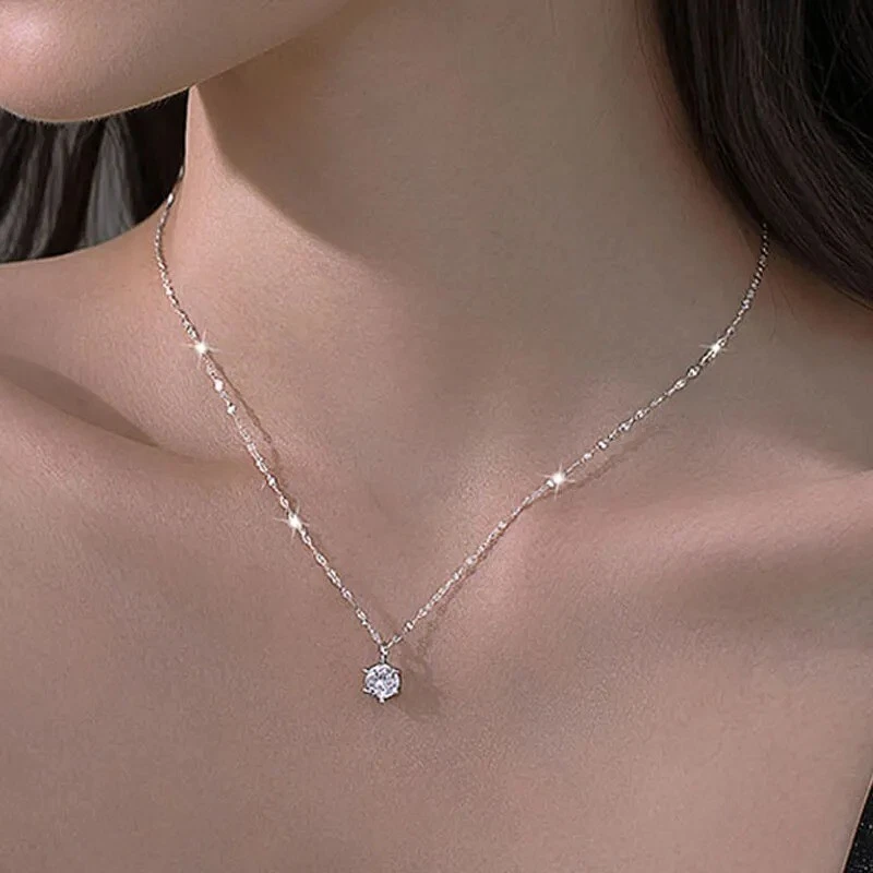 New Trendy 925 Sterling Silver AAA Zircon Choker Necklaces Simple