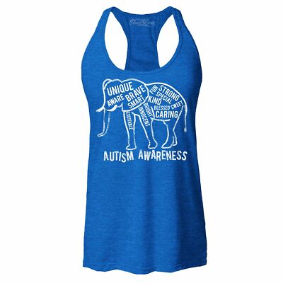 Autism Awareness Elephant Racerback Tank Top Unique Strong Autism Mom Tanks