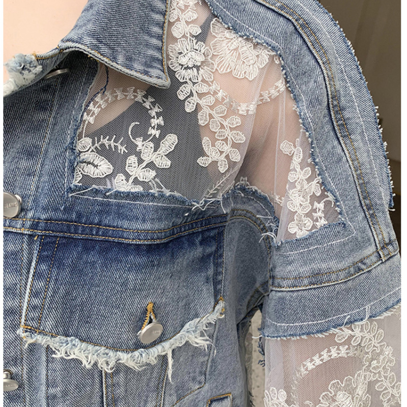 Jeansjacke Mit Spitze