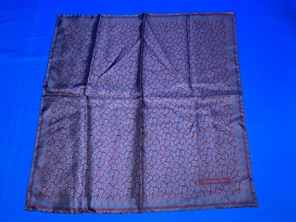 VINTAGE CHRISTIAN DIOR SILK SCARF MADE IN ITALY ROLLED IN PORTUGAL FREE SHIPPING
