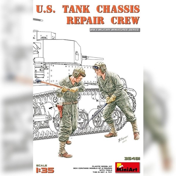 35481 Mini Art, 1:35 Figuren Us Panzer Mechaniker Crew 2 Fig.,FüR Dioramen,Gmk-image