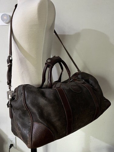 RARE Roots Leather Duffle Bag Black 