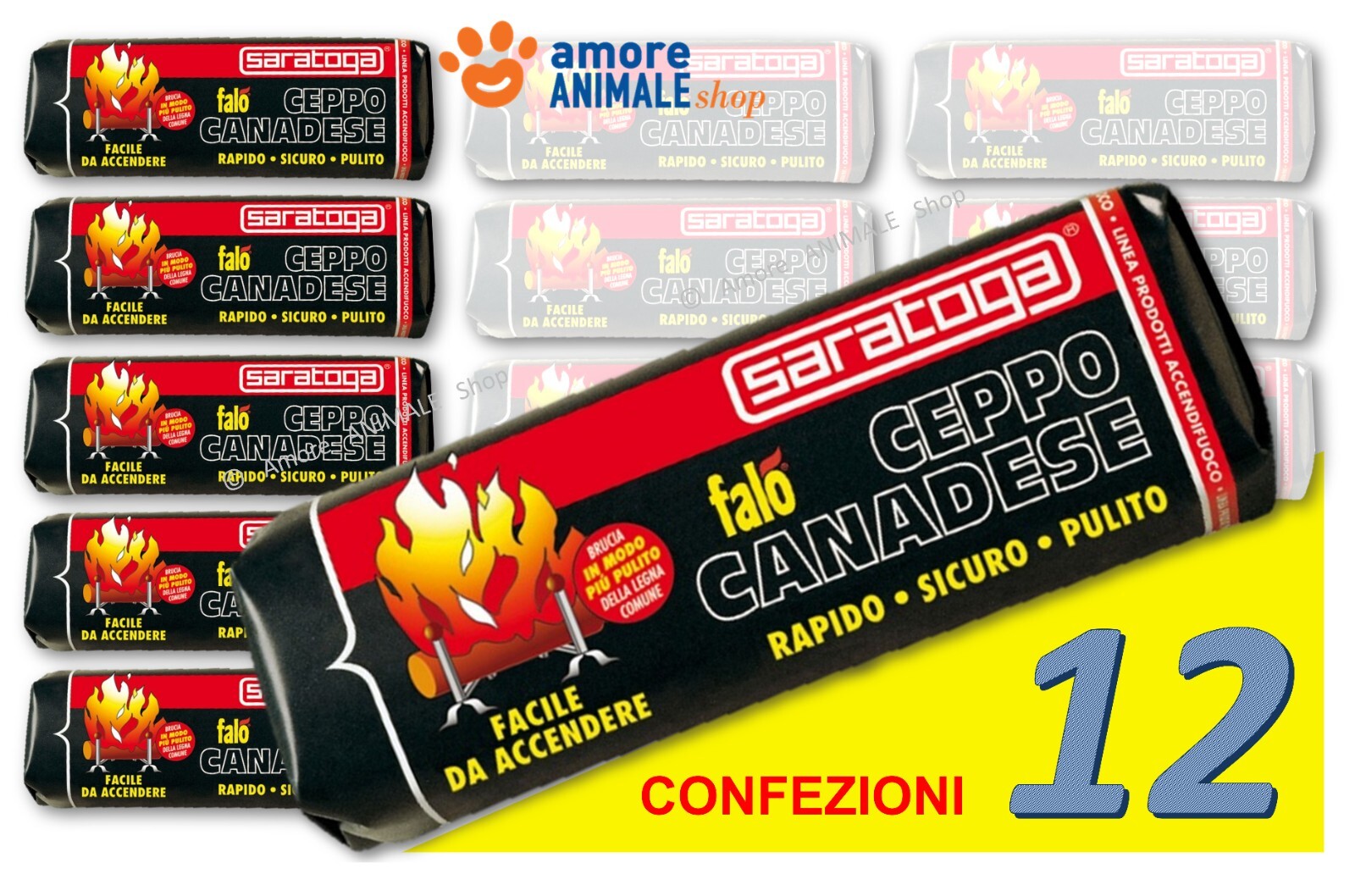 Saratoga Tronchetto Encender Fuego Ceppo Canadiense→ 1/12 Pzas. Para Estufa