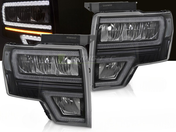 Scheinwerfer Paar Ford F150 MK12 Ab 2008 Bis 2014 Full LED DRL DYN Schwarz-41...-image