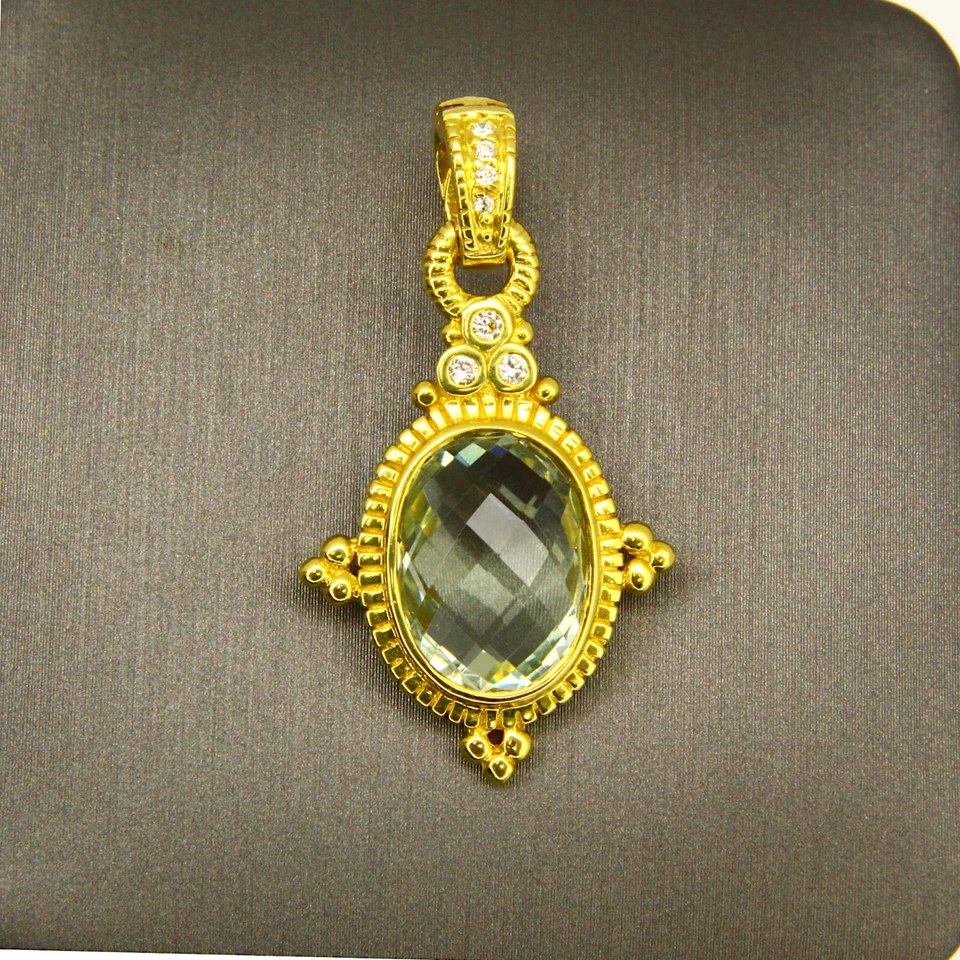 Colgante Estate Judith Ripka oro amarillo 18k piedras preciosas de cuarzo con diamantes Foto 3 de 4