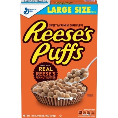 General mills reese's puffs swt crnchy corn puffs cereal large sz (016000121850)
