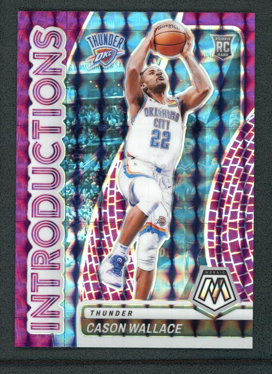 2023-24 CASON WALLACE 34/99 PANINI MOSAIC INTRODUCTIONS PURPLE ROOKIE RC #9