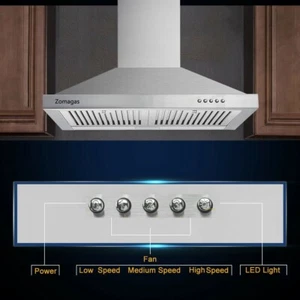 24INCH Mur MountED Hotte de portée 450CFM Acier inoxydable 3-Speed Évent avec/LED Nouveau