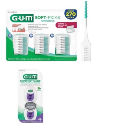 GUM Soft-Pick Comfort Dental Floss Biotene Dry Mouth OralB Fixodent Crest Colgat