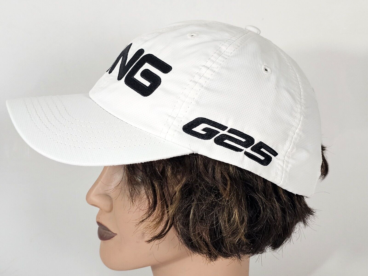 Ping G25 Adjustable Strapback Golf Cap/Hat White w Black Logo