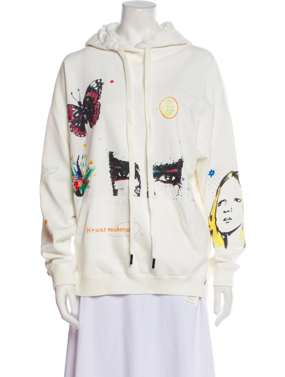 NEW $595 R13 Oversized hoodie with motif print in off-white XS | eBay