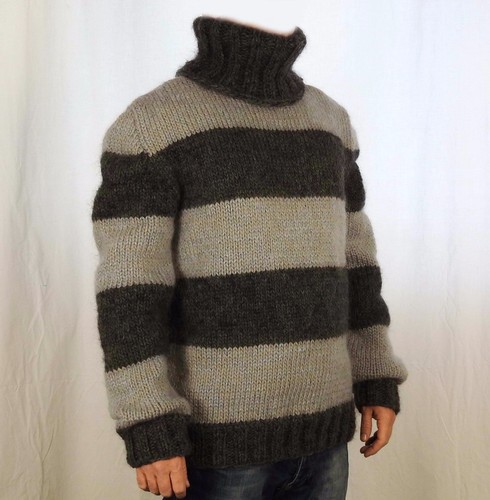 Hand Knitted WOOL MOHAIR Pullover Men 