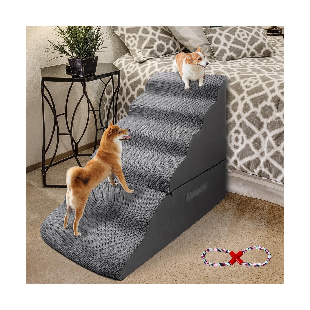INRLKIT Foam Pet Stairs for High Beds 30 inches high Bedside, Pet