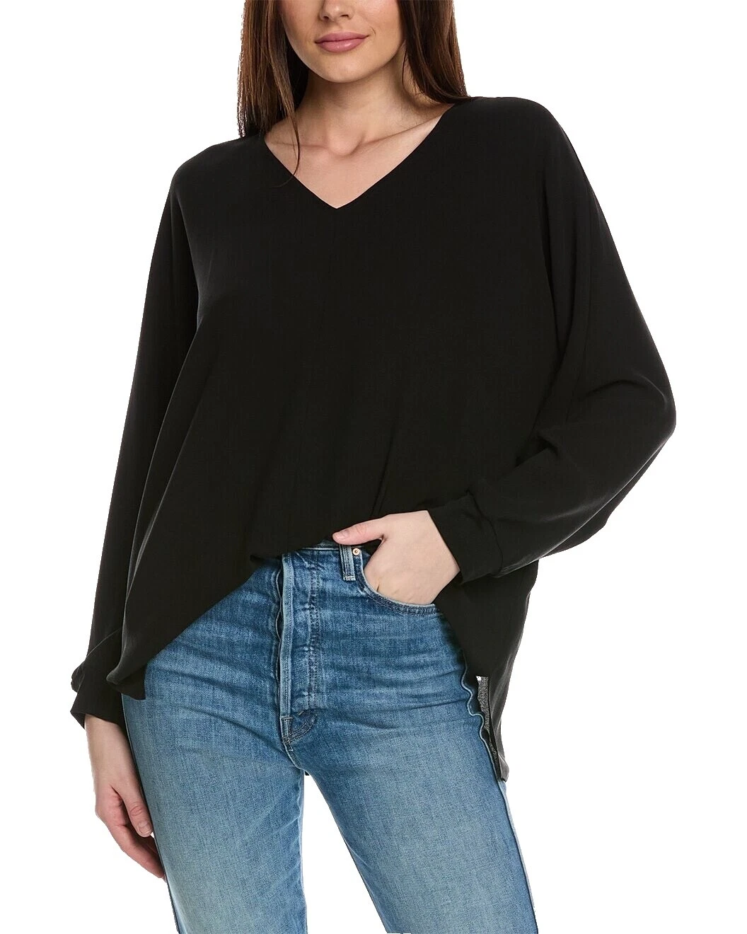 Top negro de seda Eileen Fisher para Mujeres