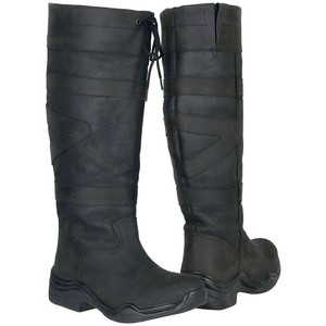 wide leg black leather boots