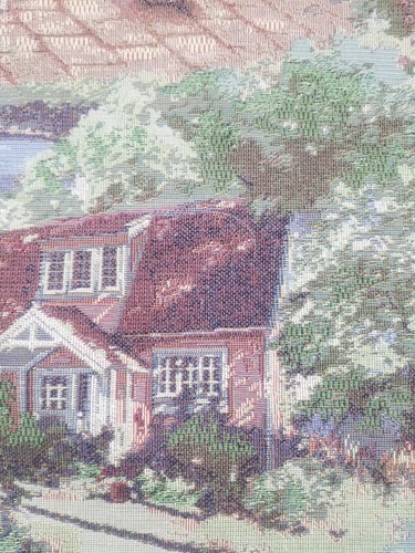 Vintage Französische Dorfszene Wandbehang Wandteppich 52x50cm - Bild 9 von 18